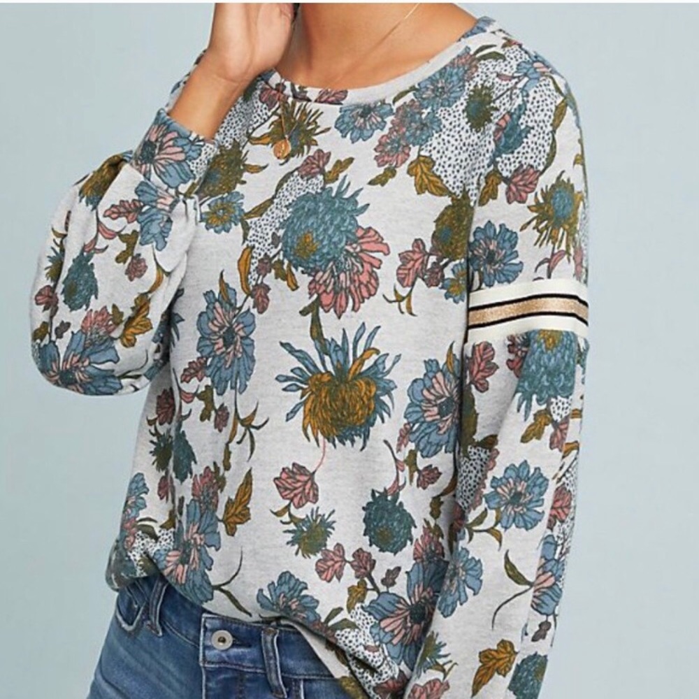 Anthropologie floral pullover sweatshirt